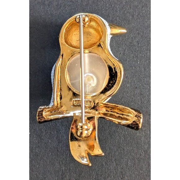 Fifth Avenue Collection Pin Handmade Faux Pearl Glitter Gold Filled SwarowskyEye - Picture 4 of 7